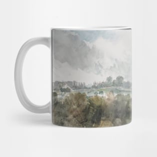 A Church and Village seen from a Riverside Footpath Mug